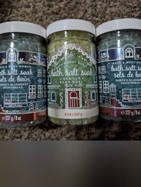 Bath & Body Works  Bath Salt Soak Trio  Vanilla Bean Noel, Blueberry Shortbread